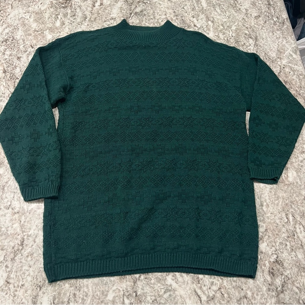 Mathais vintage sweater green textured size large Christmas new years forest